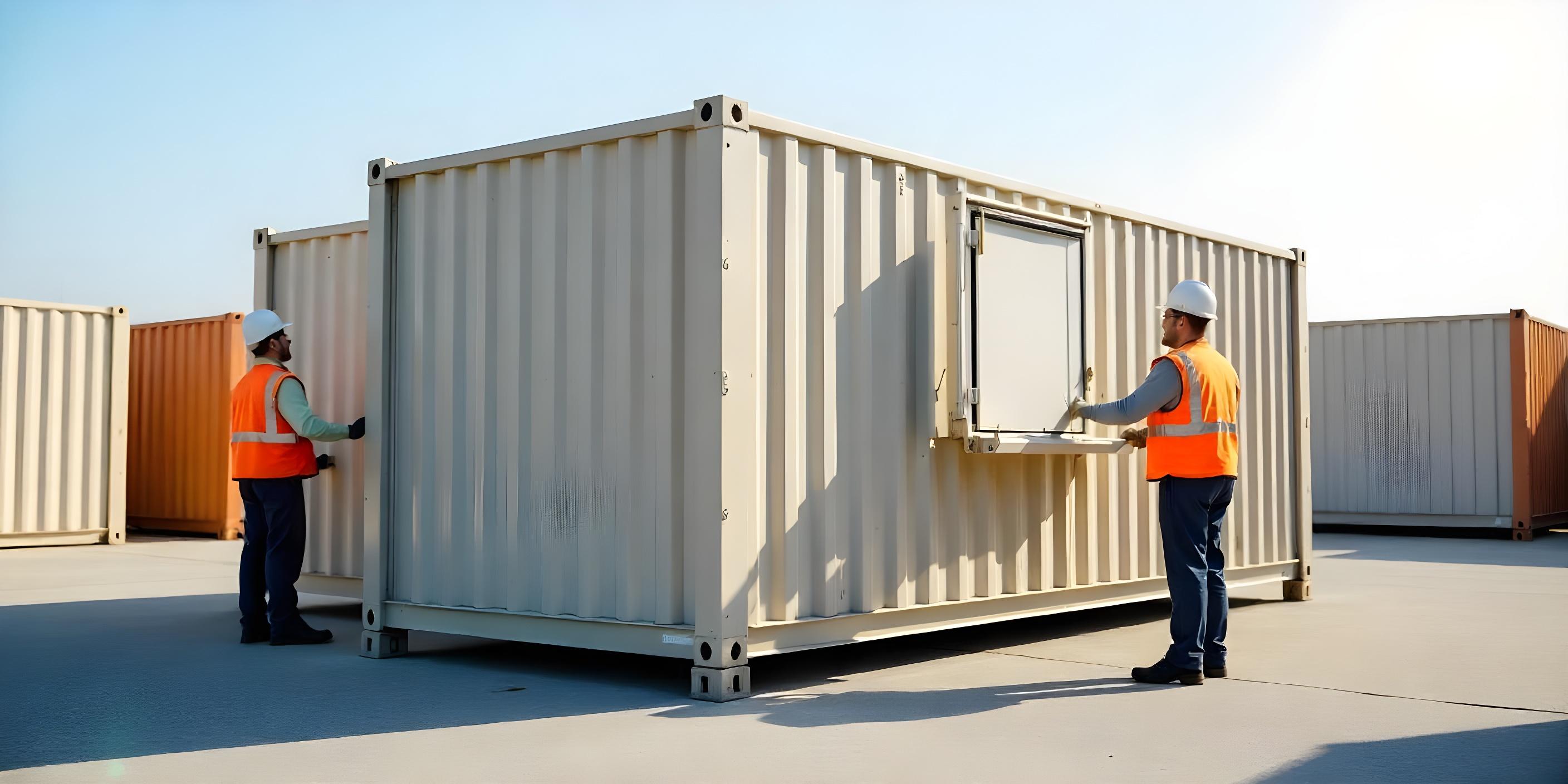 Monteure beim Aufbau eines Containers vor Ort